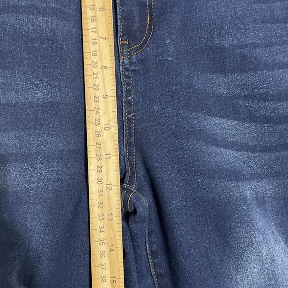 Flamingo Jeans Womens Size XL Flare Bell Bottom Distressed Dark Wash High Rise‎ - Picture 5 of 8